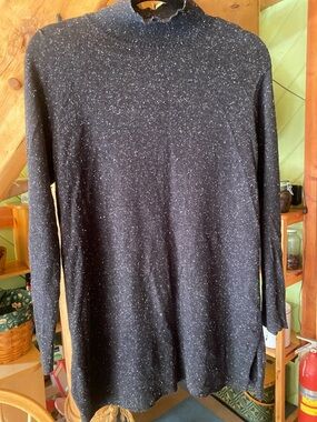 J. Jill Black Flecked Mock Turtleneck Sweater